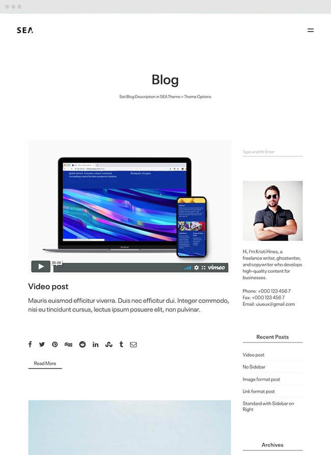 Blog  Archive with Right Widget