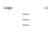 Menu icon default – overlay panel – logo right